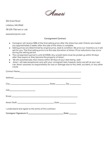 Prom Consignment Contract
