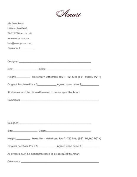 Prom Consignment Contract