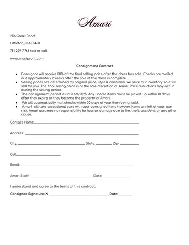 Prom Consignment Contract