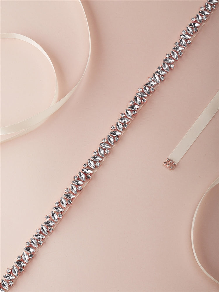 4610BT-I-RG Ivory/Rose Gold BELT by Mariell