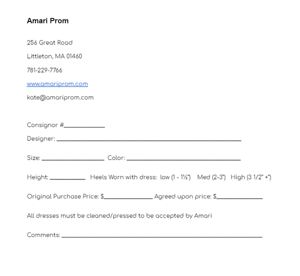 Prom Consignment Contract